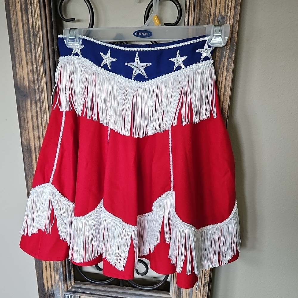 DC Red and White Ruffled Skater Mini Skirt